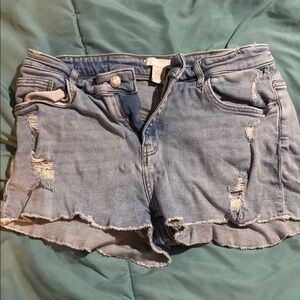 H&M Blue Jean Shorts Distressed Casual Style